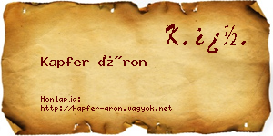 Kapfer Áron névjegykártya
